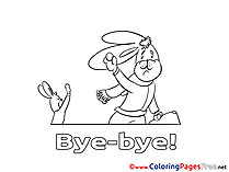 Rabbit Kids Good bye Coloring Pages