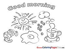 Coffee Good Morning Coloring Pages free