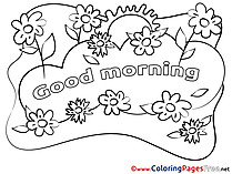 Flowers Kids Good Morning Coloring Pages