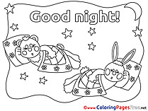 Animals printable Good Night Coloring Sheets