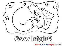 Drawing Cat Colouring Sheet download Good Night