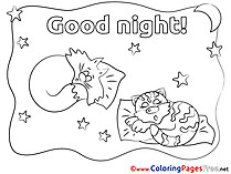 Drawing Cats printable Coloring Pages Good Night