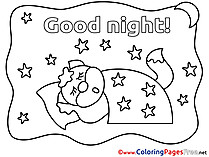 Fox Colouring Sheet download Good Night