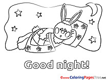 Hare for Kids Good Night Colouring Page