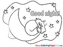 Pictute Moon Colouring Page Good Night free