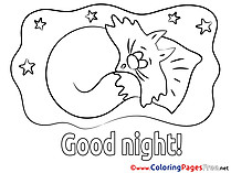 Pillow Colouring Page Good Night free