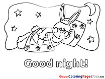 Rabbit Good Night Coloring Pages free