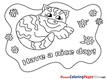 Cat free Colouring Page Have a nice Day