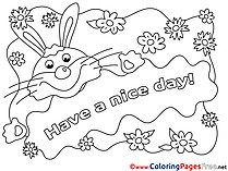 Rabbit Have a nice Day Coloring Pages free