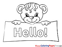 Bear Coloring Pages Hello for free