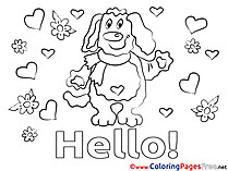 Puppy printable Hello Coloring Sheets