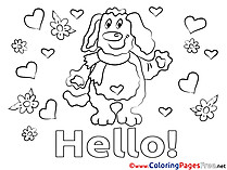 Puppy printable Hello Coloring Sheets