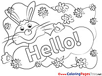 Rabbit Hello Coloring Pages free