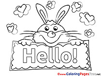 Rabbit Kids Hello Coloring Pages