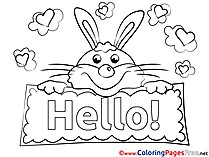 Rabbit Kids Hello Coloring Pages