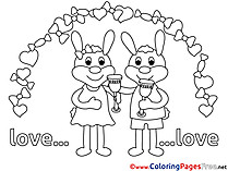 Rabbits Wedding Coloring Pages Love for free