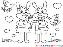 Rabbits Wedding printable Love Coloring Sheets