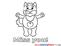 Animal printable Miss you Coloring Sheets