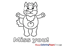 Animal printable Miss you Coloring Sheets