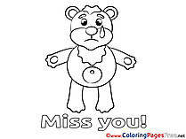 Bear Miss you Colouring Sheet free