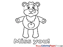 Bear Miss you Colouring Sheet free