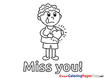Boy free Colouring Page Miss you