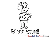 Boy free Colouring Page Miss you