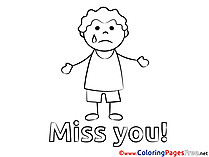 Boy Kids Miss you Coloring Page