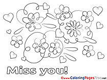 Flowers printable Miss you Coloring Sheets