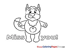 Fox Children Miss you Colouring Page