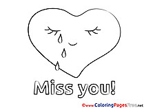 Heart Miss you Coloring Pages free