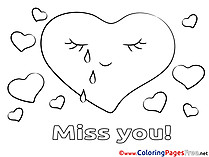 Hearts Coloring Pages Miss you for free