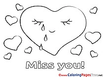 Hearts Coloring Pages Miss you for free