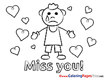 Hearts Colouring Page Miss you free