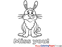 Rabbit for Kids Miss you Colouring Page