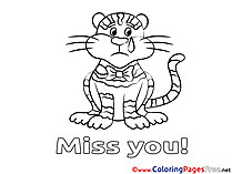 Tiger Miss you free Coloring Pages