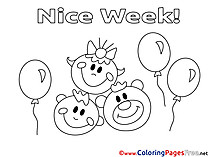 Balloons Nice Week free Coloring Pages