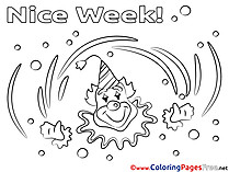 Clown Nice Week Coloring Pages free