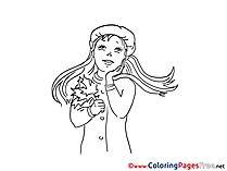 Autumn for Kids printable Colouring Page Girl