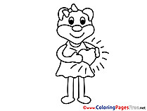 Bear for free Coloring Pages download Heart