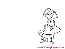 Cat with Girl Coloring Pages for free