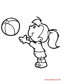 Coloring page girl playing ball