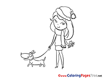 Dog Girl Coloring Sheets download free