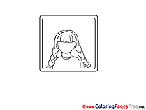 Frame download Colouring Sheet Girl free