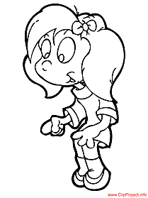Girl cartoon colouring page
