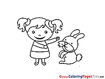 Hare Girl for Children free Coloring Pages