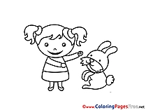Hare Girl for Children free Coloring Pages