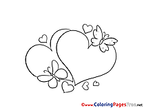 Hearts Colouring Sheet download free Butterflies
