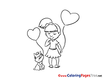 Hearts download printable Girl Coloring Pages