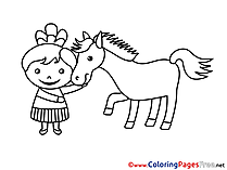 Horse Kids download Girl Coloring Pages